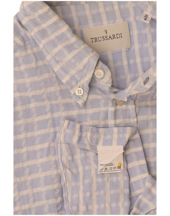 Ανδρικό πουκάμισο Trussardi Νούμερο 41 16 Μπλε μεγάλο βαμβακερό καρό