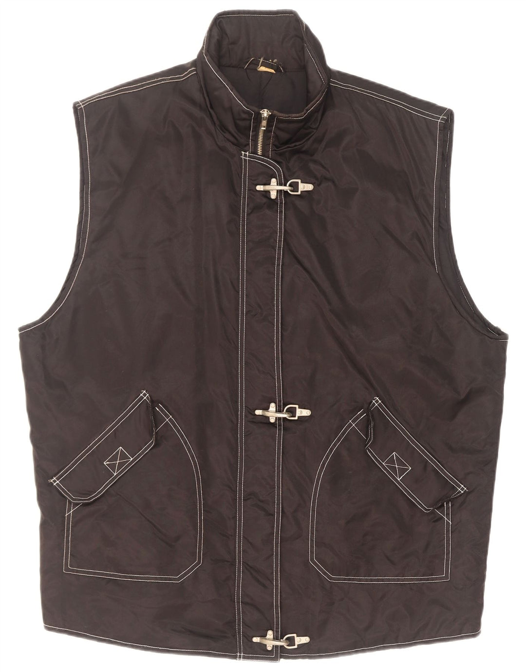 Vintage γυναικεία υπερμεγέθη Utility Gilet UK 20/22 XL Μαύρο Πολυαμίδιο