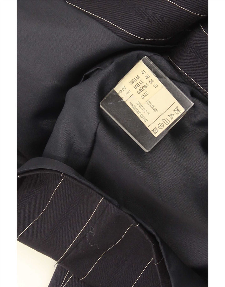 ELENA MIRO Γυναικείο μπουφάν blazer UK 18 XL Navy Blue ριγέ μαλλί