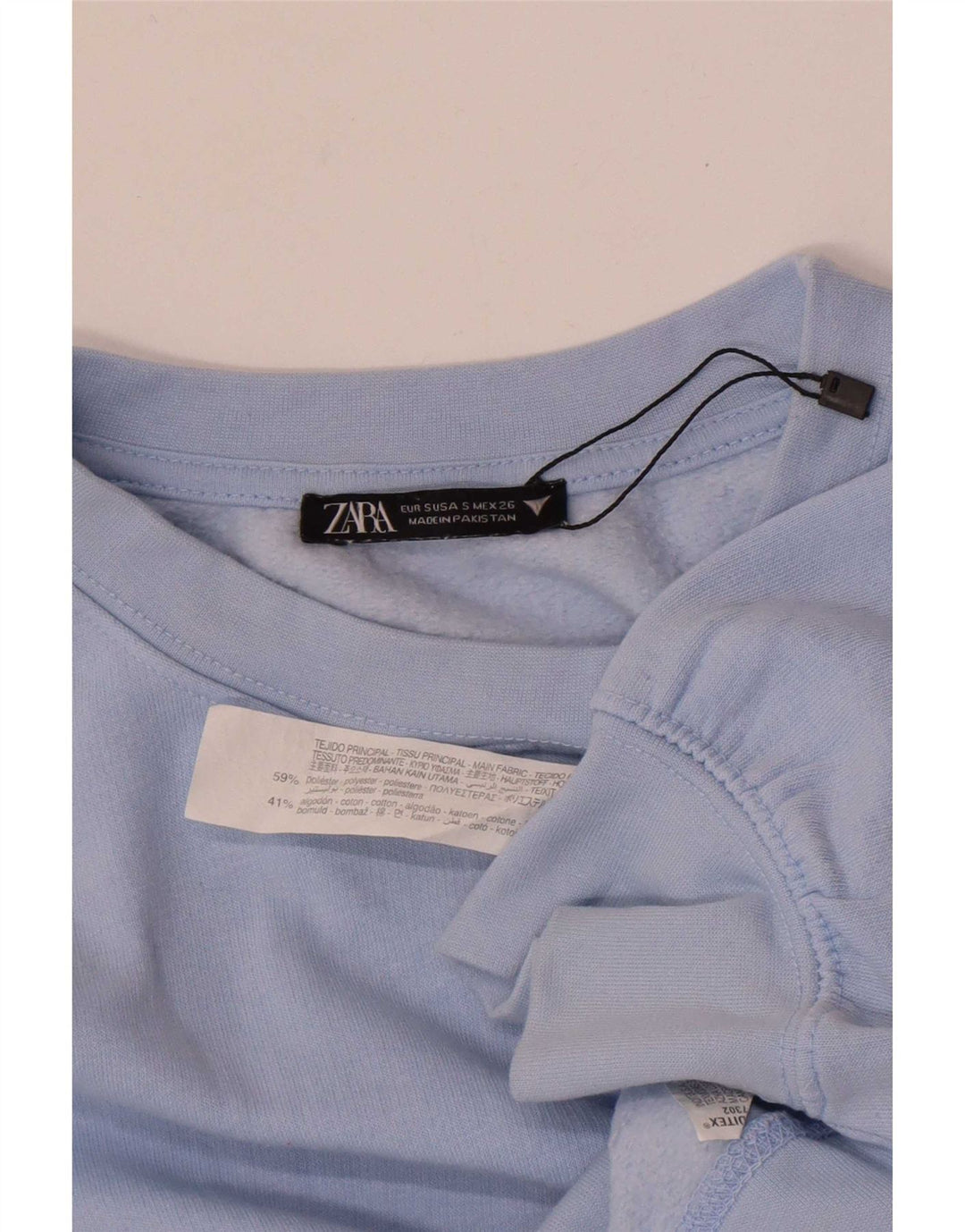 Zara Γυναικεία φούτερ μεγάλης κλίμακας Crop Jumper UK 10 Small Blue Polyester