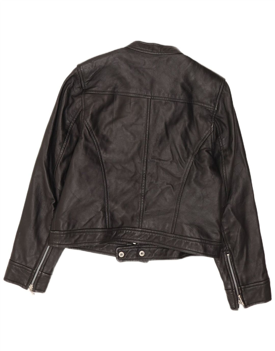 Milan Γυναικείο Biker Δερμάτινο Μπουφάν UK 12 Medium Black Leather