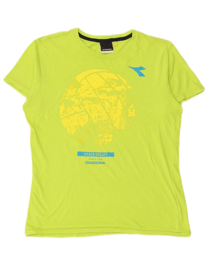 DIADORA Ανδρικό γραφικό T-Shirt Top Μικρό πράσινο βαμβακερό