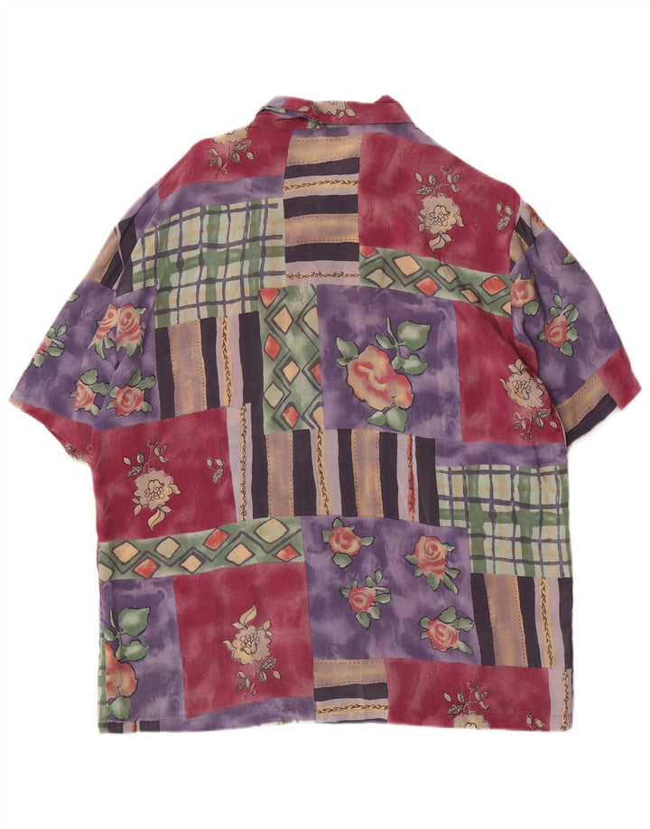 Vintage γυναικείο κοντομάνικο μπλούζα UK 14 Medium πολύχρωμο