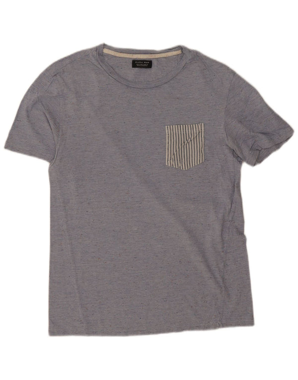Zara Ανδρικό T-Shirt Top Small Blue Flecked