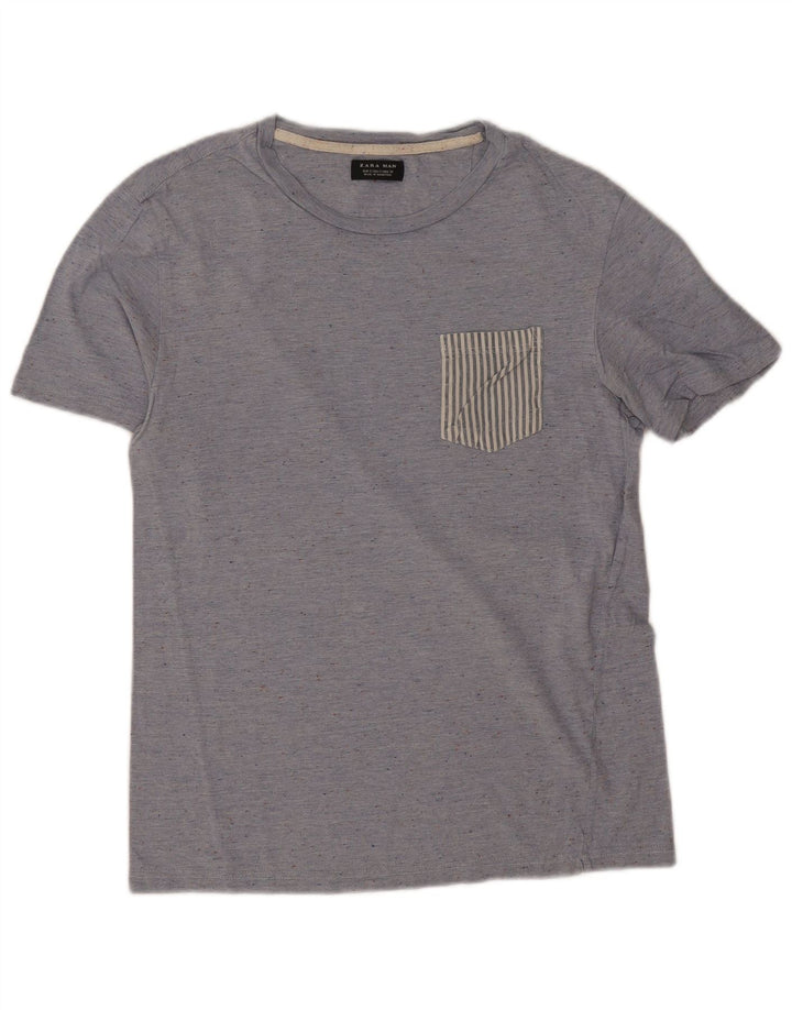 Zara Ανδρικό T-Shirt Top Small Blue Flecked