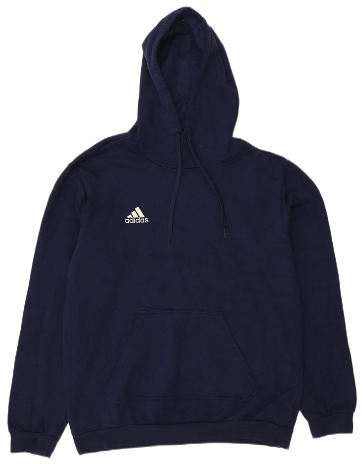 Adidas Ανδρικό φούτερ με κουκούλα, μεσαίο μπλε βαμβακερό