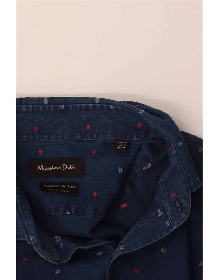Ανδρικό τζιν πουκάμισο Massimo Dutti, μεσαίο ναυτικό, φλοράλ