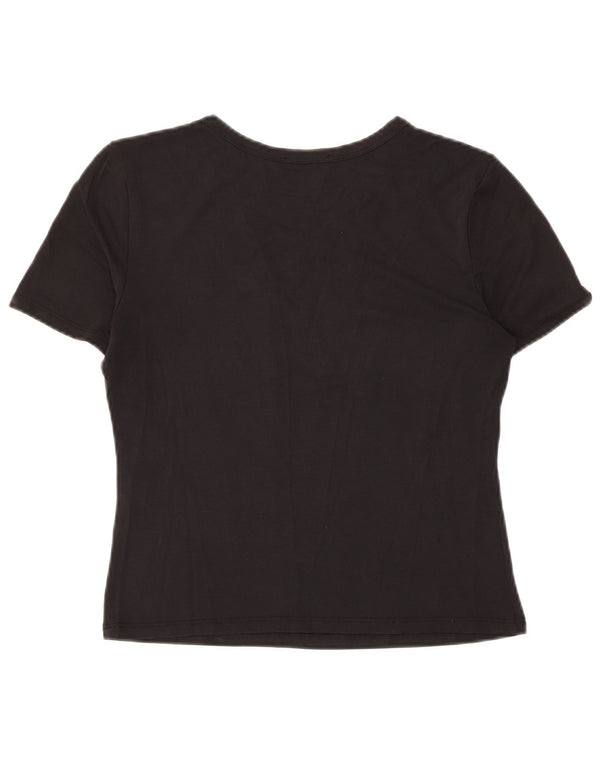 Zara Womens Crop T-Shirt Top UK 12 Medium Black Modal