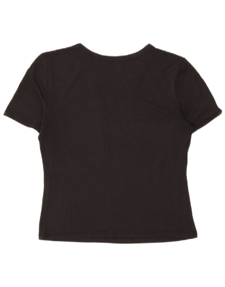 Zara Γυναικείο T-Shirt Top UK 12 Medium Black Modal