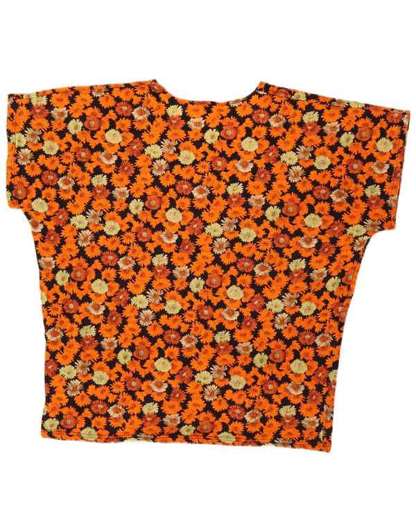 VINTAGE Γυναικείο T-Shirt Top UK 18 XL Πολύχρωμο φλοράλ βαμβακερό