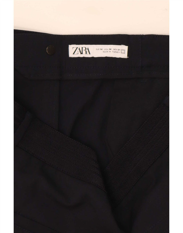 Zara Γυναικείο ίσιο παντελόνι μεσαίο W30 L30 Navy Blue Polyester