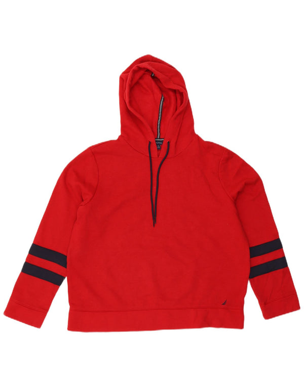 Nautica Γυναικείο Hoodie Jumper UK 14 Medium Red Colourblock Βαμβακερό