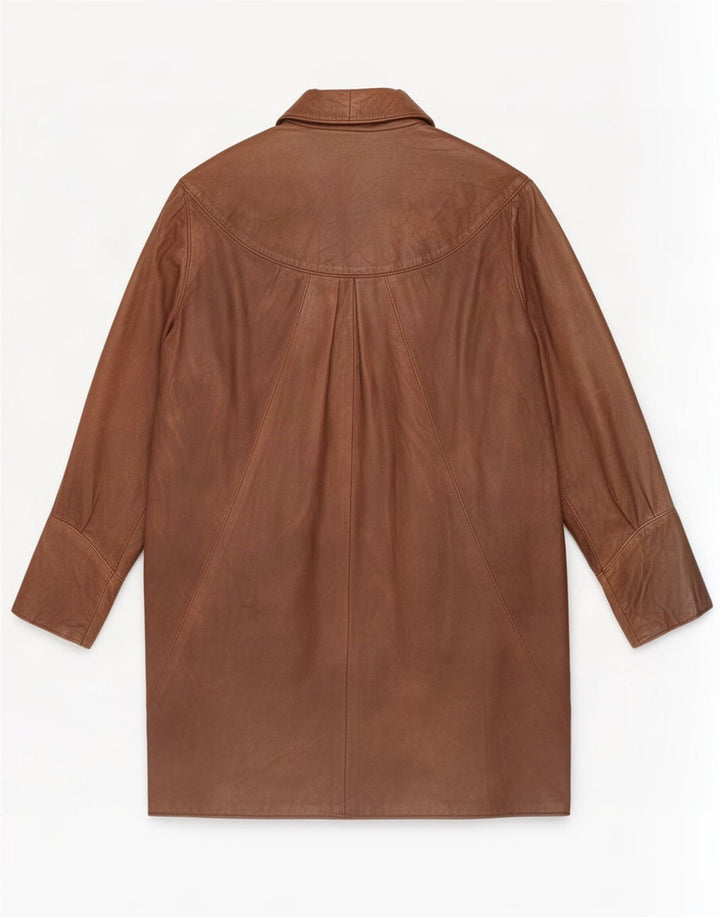 Vintage γυναικείο δερμάτινο παλτό UK 16 Large Brown
