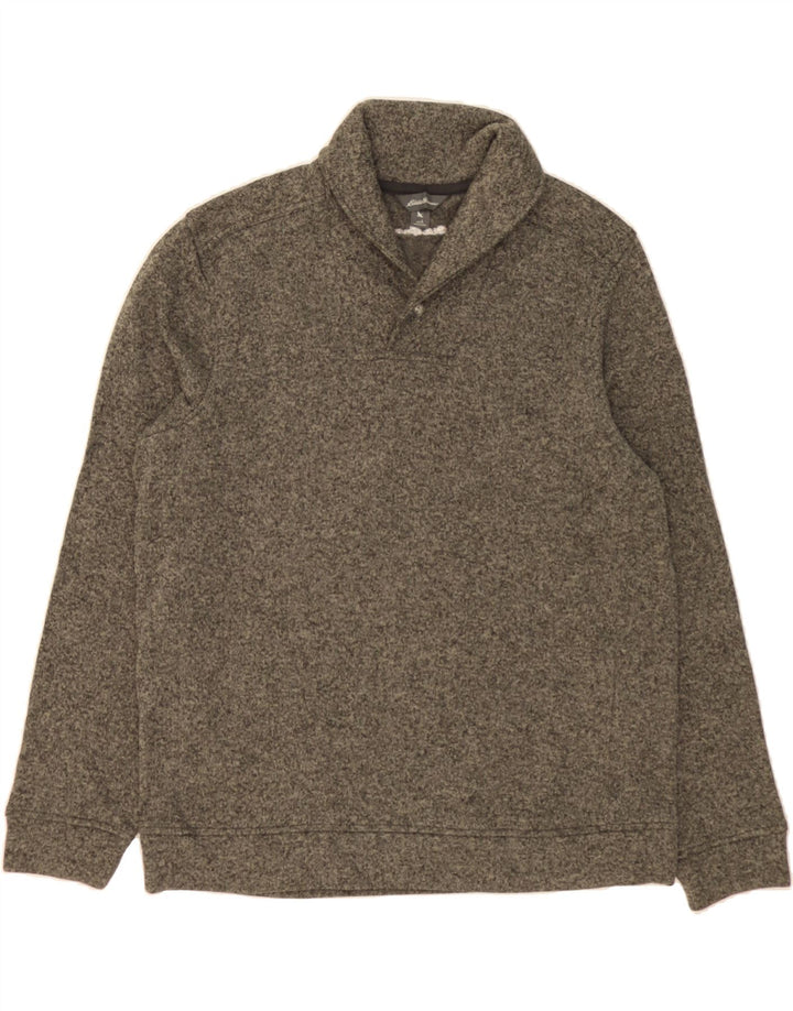 EDDIE BAUER Mens Shawl Neck Sweatshirt Jumper Large Grey Flecked Polyester Vintage Eddie Bauer and Second-Hand Eddie Bauer from Messina Hembry 