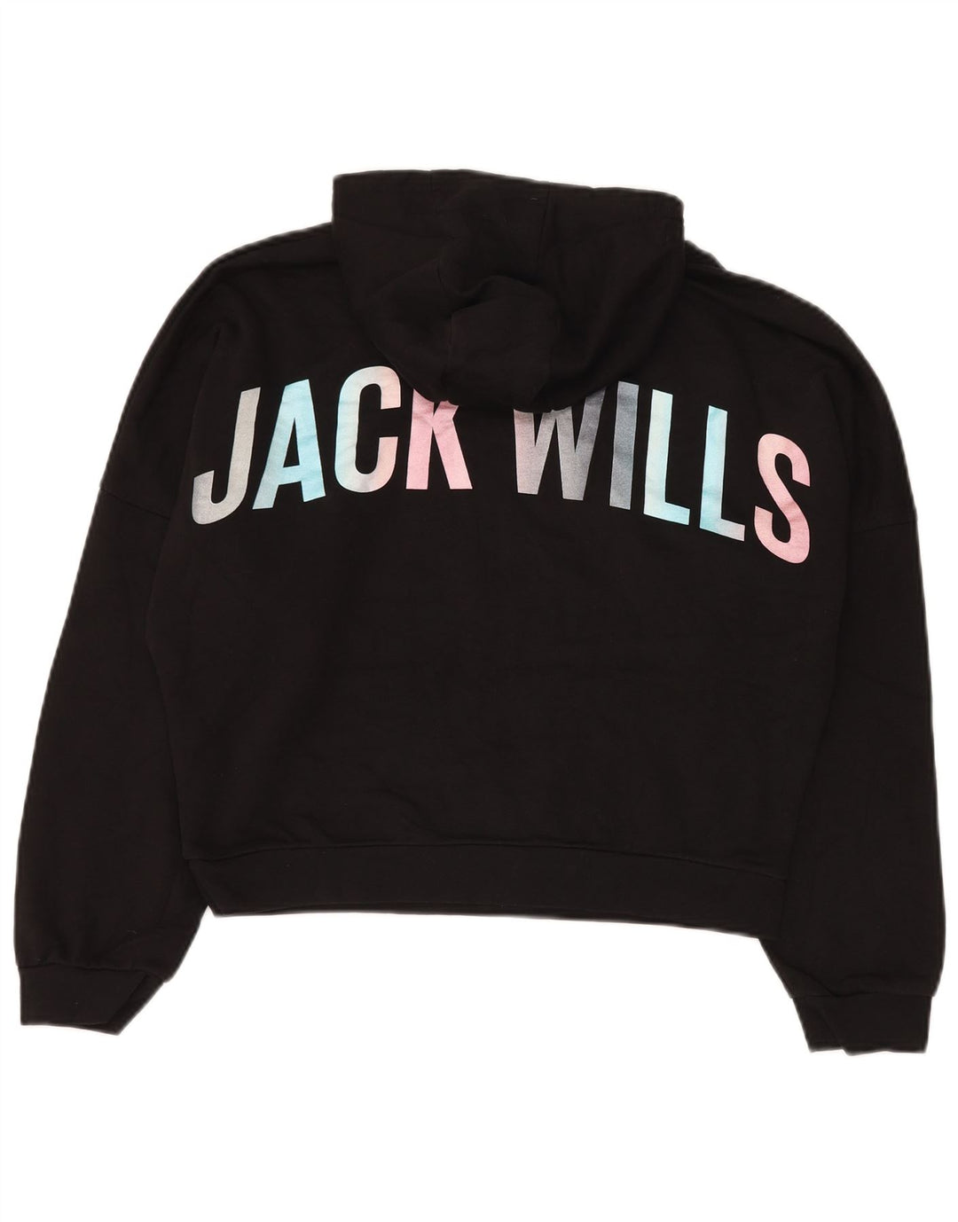 JACK WILLS Girls Oversized Crop Graphic Hoodie Jumper 14-15 ετών Μαύρο