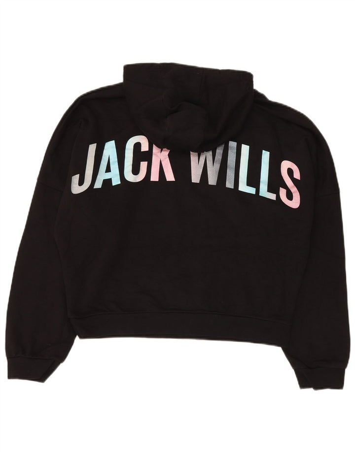 JACK WILLS Girls Oversized Crop Graphic Hoodie Jumper 14-15 ετών Μαύρο
