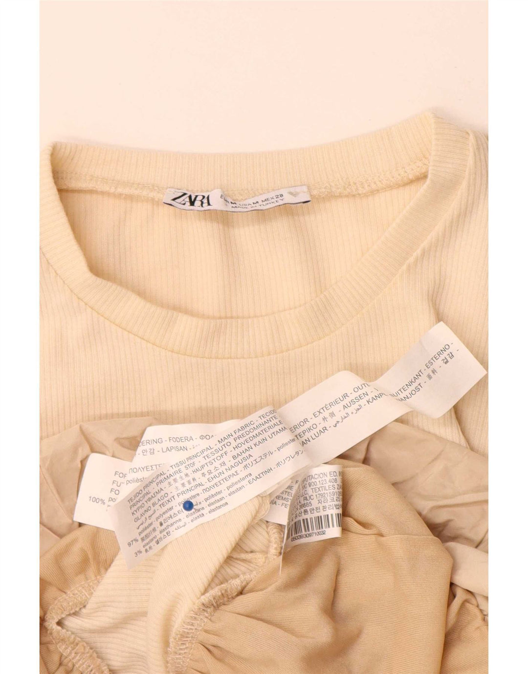 Zara Γυναικείο τοπ μακρυμάνικο UK 12 μεσαίο μπεζ πολυεστέρας