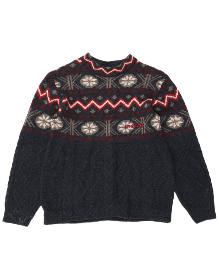 Ανδρικό πουλόβερ Invicta Crew Neck Jumper Medium Navy Blue Fair Isle