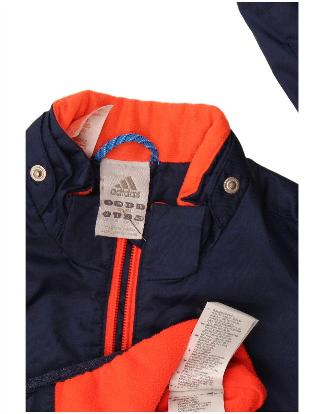 Adidas Boys Windbreaker Jacket 11-12 Years Navy Blue Colorblock Polyamide