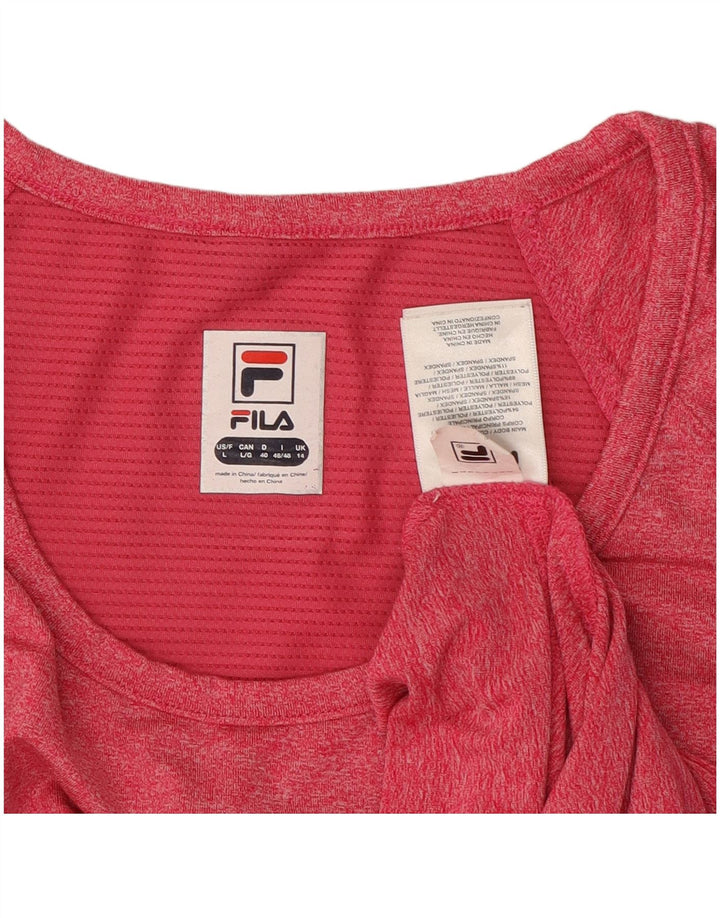 FILA Γυναικείο T-Shirt Top UK 14 Large Pink Polyester
