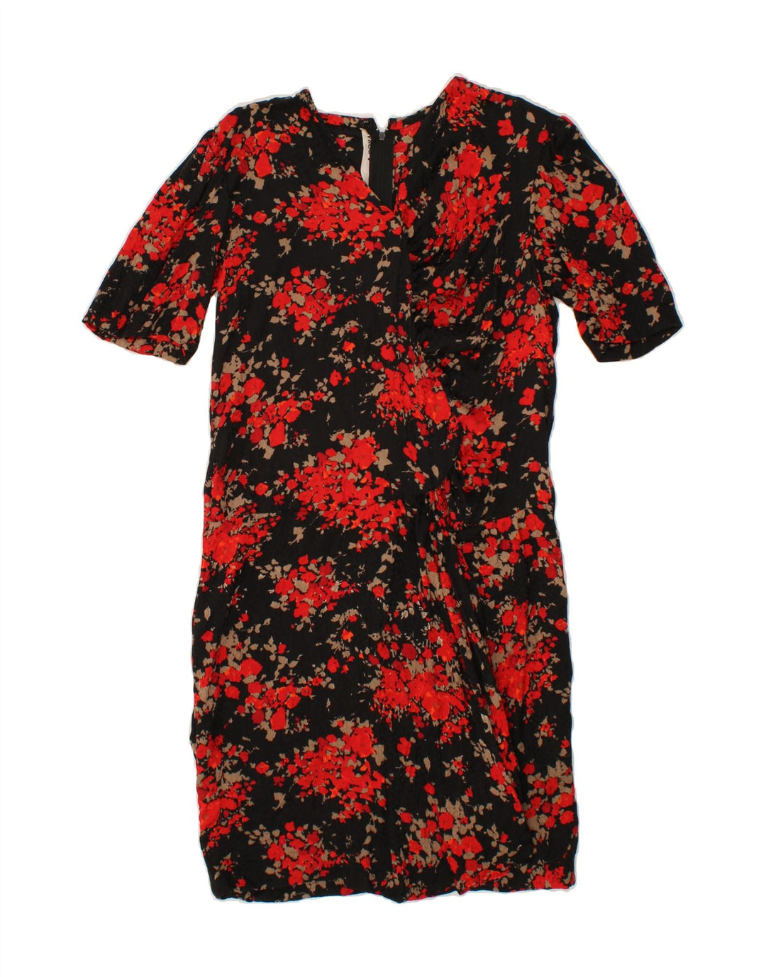 VINTAGE Womens Sheath Dress UK 14 Medium Red Floral Vintage Vintage and Second-Hand Vintage from Messina Hembry 