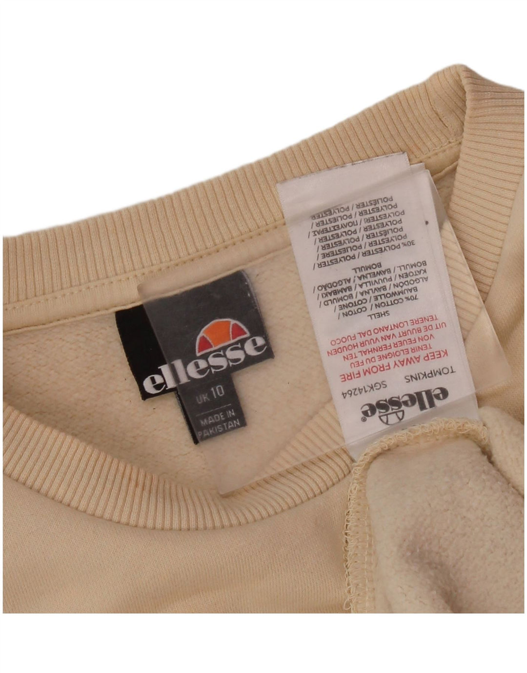 ELLESSE Γυναικεία γραφικά υπερμεγέθη φούτερ Jumper UK 10 Small Beige