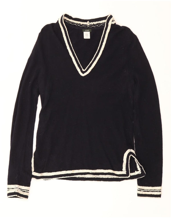 J. CREW Γυναικείο πουλόβερ με λαιμόκοψη με V λαιμόκοψη UK 14 Medium Navy Blue Wool