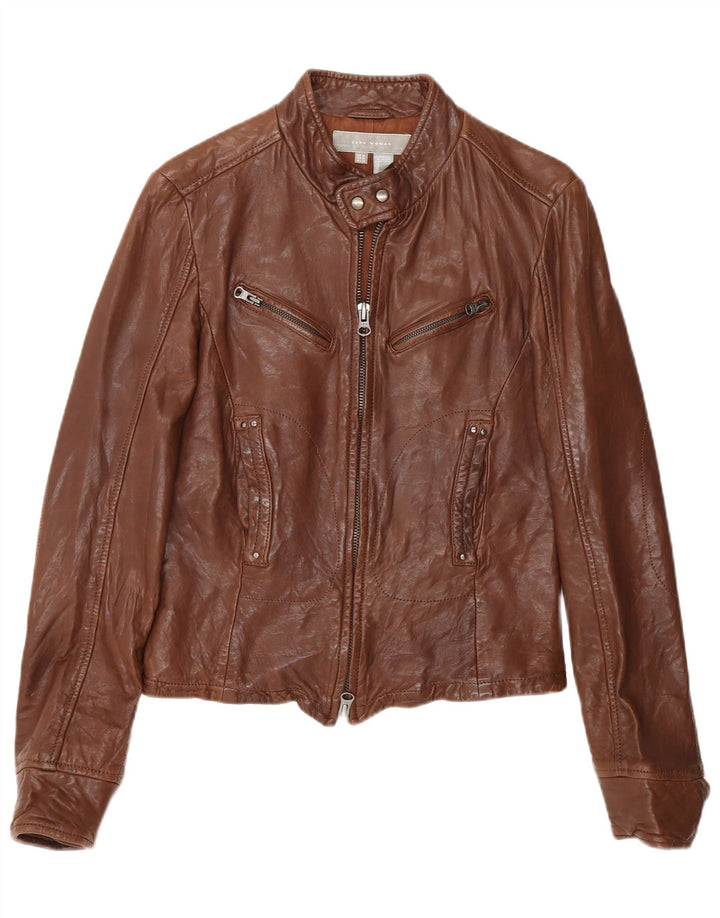 Zara Γυναικείο Δερμάτινο Μπουφάν Biker UK 12 Μεσαίο Καφέ