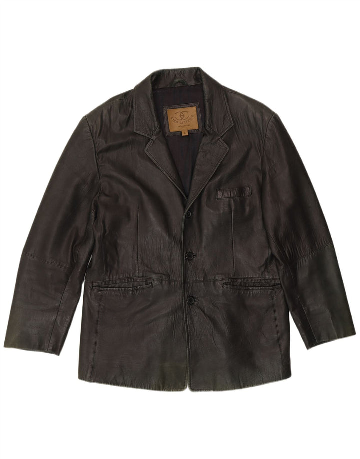 Ciro Citterio Ανδρικό δερμάτινο σακάκι με 3 κουμπιά UK 40 Large Green Leather