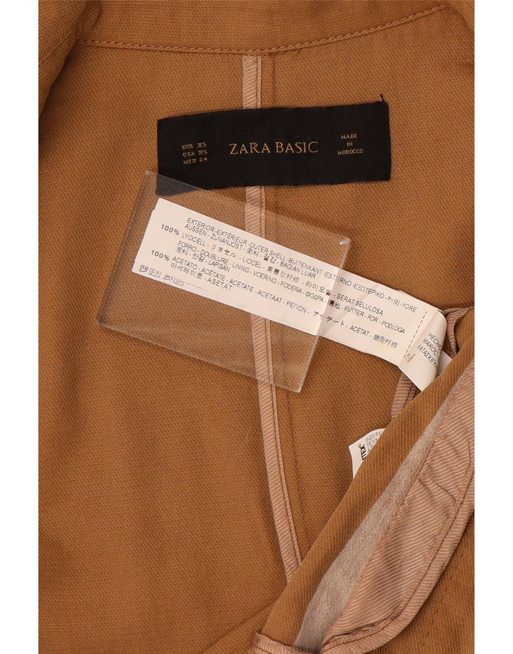 Zara Γυναικείο Oversized Crop Open Blazer Jacket UK 6 XS Brown Lyocell