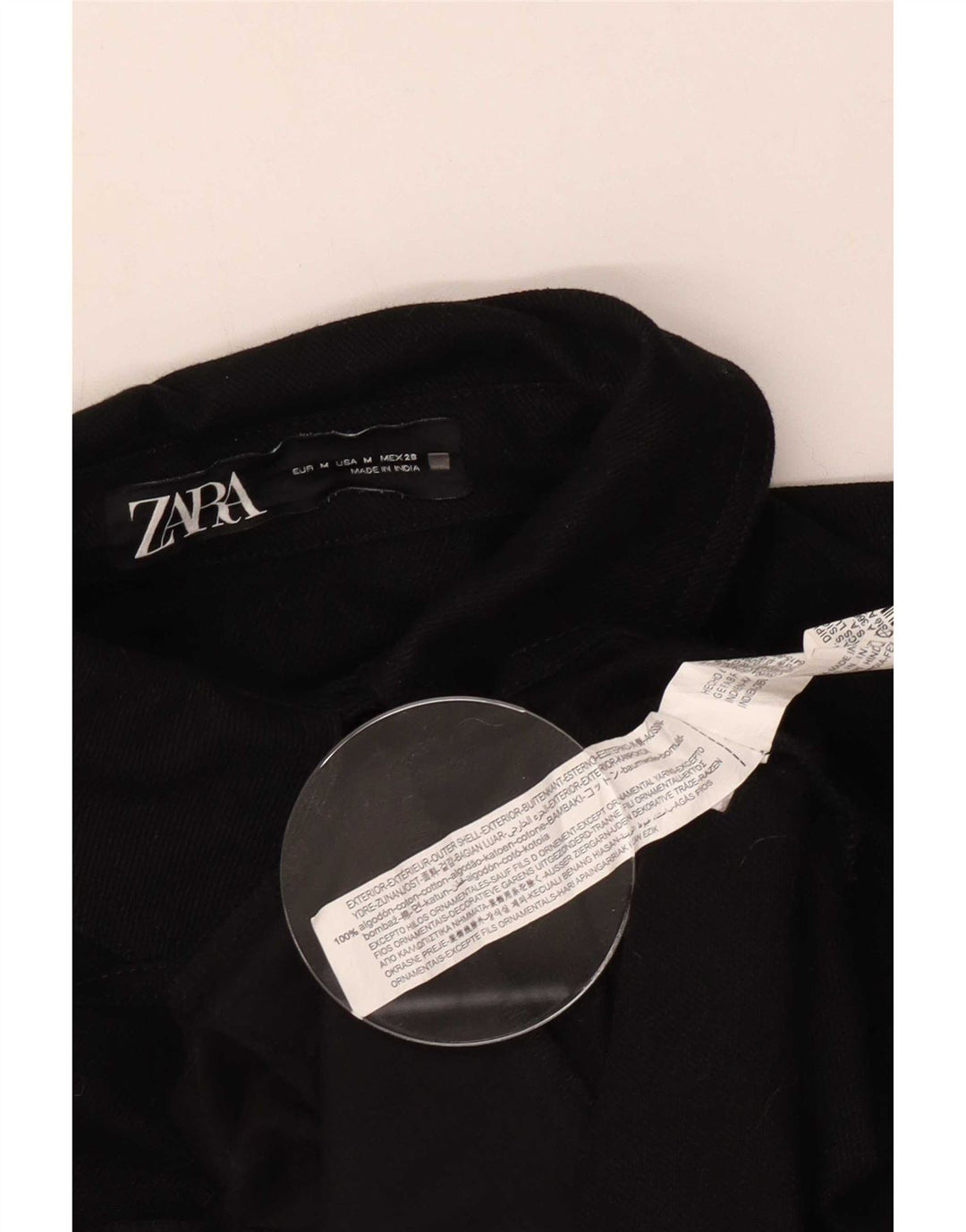 Zara Γυναικείο πουκάμισο Oversized UK 14 Μεσαίο μαύρο γεωμετρικό βαμβάκι