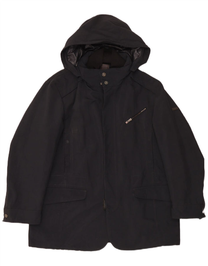 Ανδρικό μπουφάν Trussardi με κουκούλα IT 56 3XL Μαύρο Πολυαμίδιο