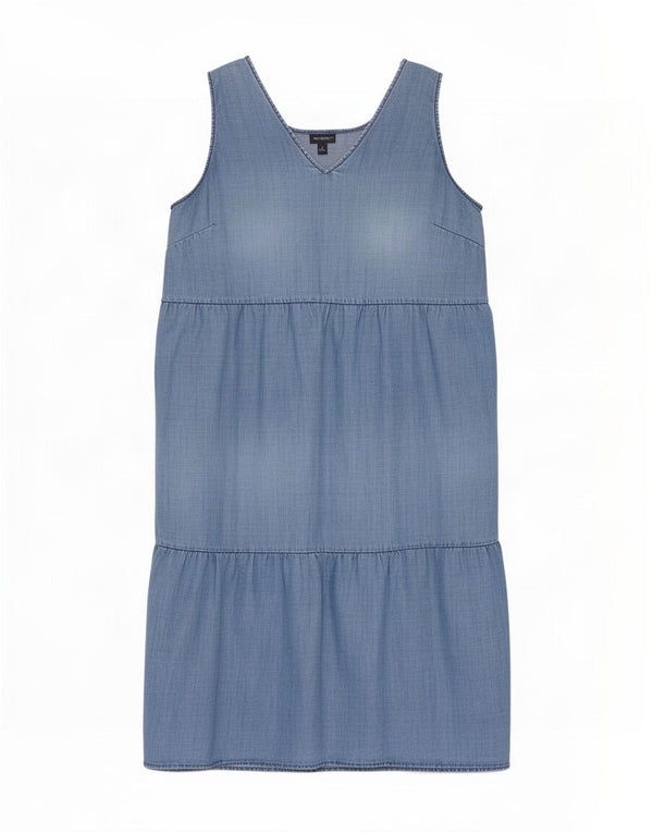 Marks & Spencer γυναικείο αμάνικο φόρεμα UK 16 Large Blue Tencel