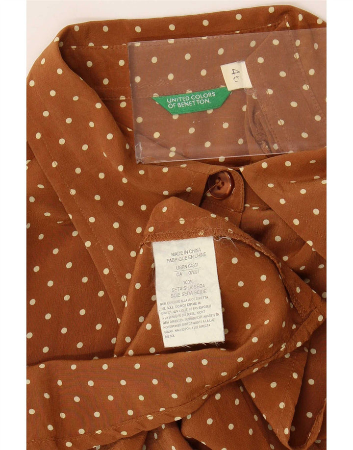 Γυναικείο Πουκάμισο Benetton Μπλούζα IT 46 Μεγάλο Καφέ Μεταξωτό Στίγμα
