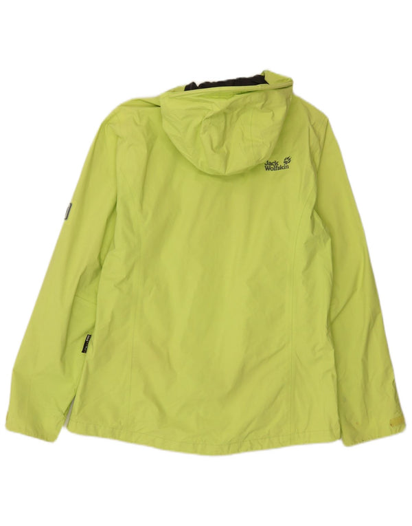 Jack Wolfskin Womens Hooded Rain Jacket UK 12/14 Medium Green Polyamide