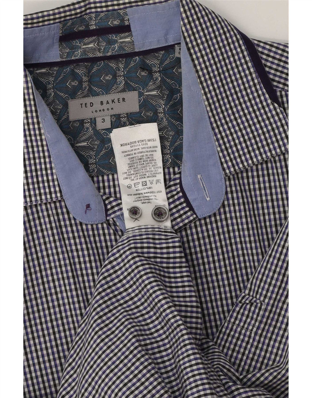Ανδρικό πουκάμισο Ted Baker, νούμερο 3, μεσαίο μπλε βαμβακερό Gingham