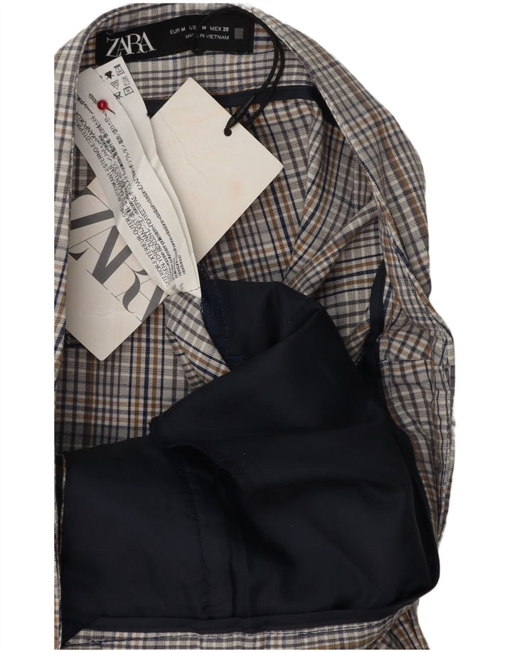 Zara Γυναικείο Slim παντελόνι Chino Μεσαίο W30 L27 Γκρι Check Viscose
