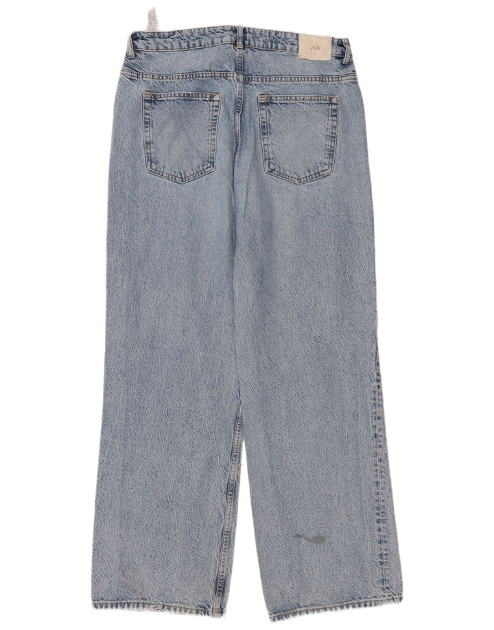 Zara γυναικεία ταλαιπωρημένα ψηλά φαρδιά τζιν EU 42 Large W32 L31 Blue