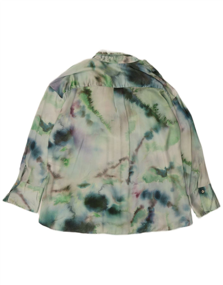 Zara Γυναικείο πουκάμισο Oversized Μπλούζα UK 14 Medium Green Tie Dye Polyester
