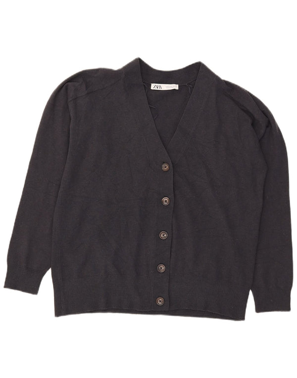 Zara Γυναικείο πουλόβερ ζακέτα υπερμεγέθη UK 10 Small Navy Blue Acrylic