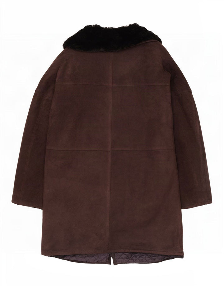 Vintage Γυναικείο Ανοιχτό Shearling Jacket UK 12 Medium Brown