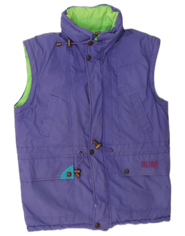 Vintage ανδρική κουκούλα με αναστρέψιμη επένδυση Gilet UK 40 Large Purple Colourblock