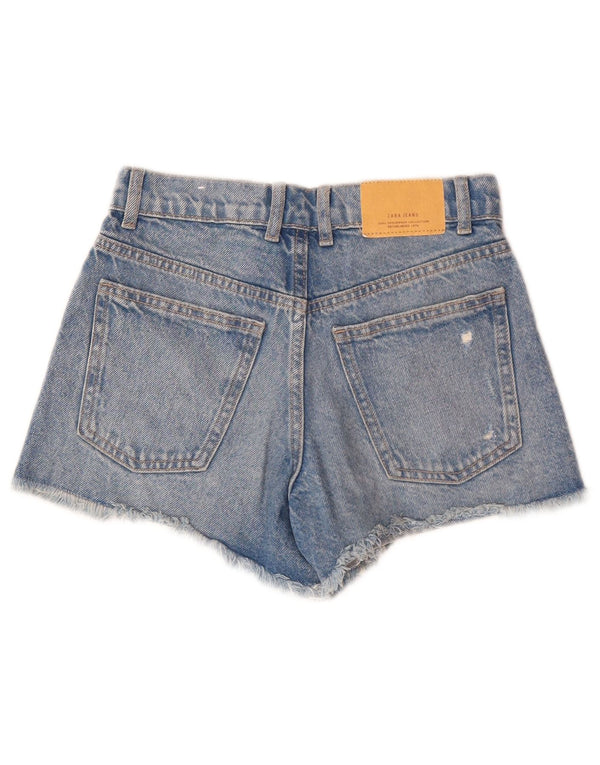 Zara Girls Distressed τζιν σορτς 11-12 ετών W26 μπλε βαμβακερό