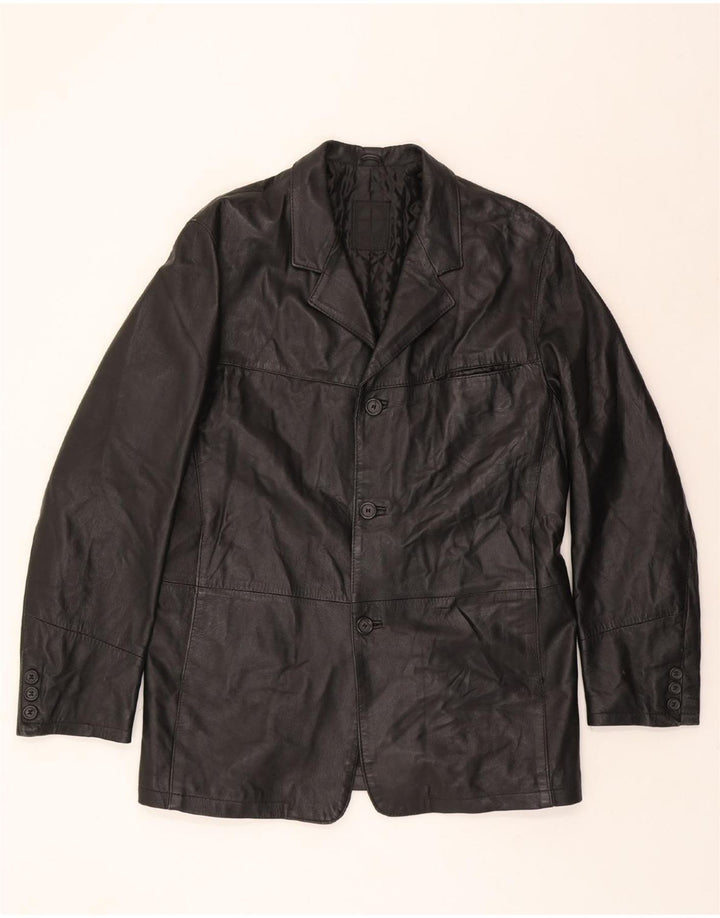 ESSEBI Mens Leather Jacket UK 40 Large Black Leather Vintage Essebi and Second-Hand Essebi from Messina Hembry 