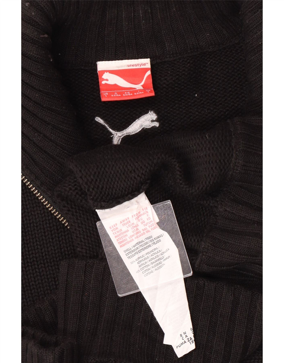 Πουλόβερ Puma Ανδρική Ζακέτα Μεγάλο Μαύρο Ακρυλικό