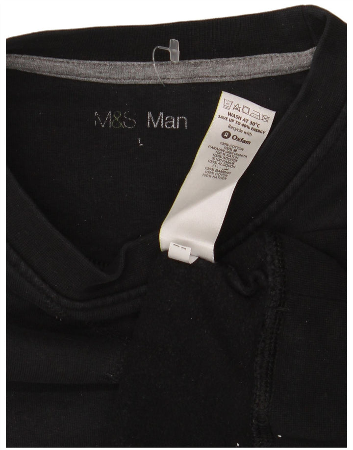 Ανδρικό φούτερ Marks & Spencer Jumper μεγάλο μαύρο βαμβακερό