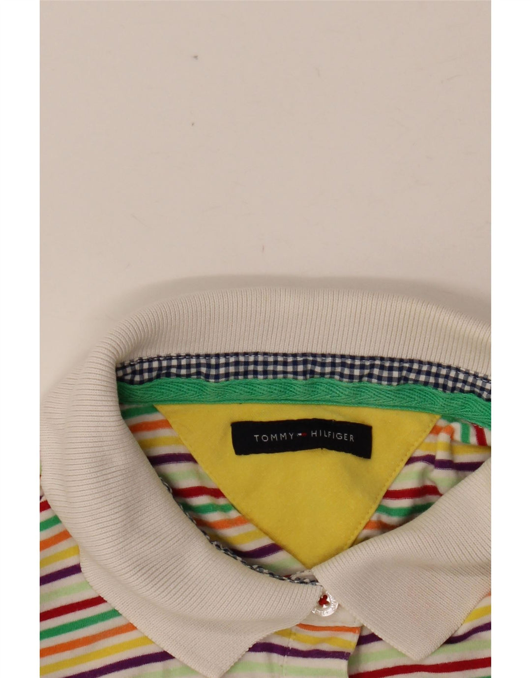 TOMMY HILFIGER Γυναικείο μπλουζάκι πόλο UK 8 Μικρό πολύχρωμο ριγέ