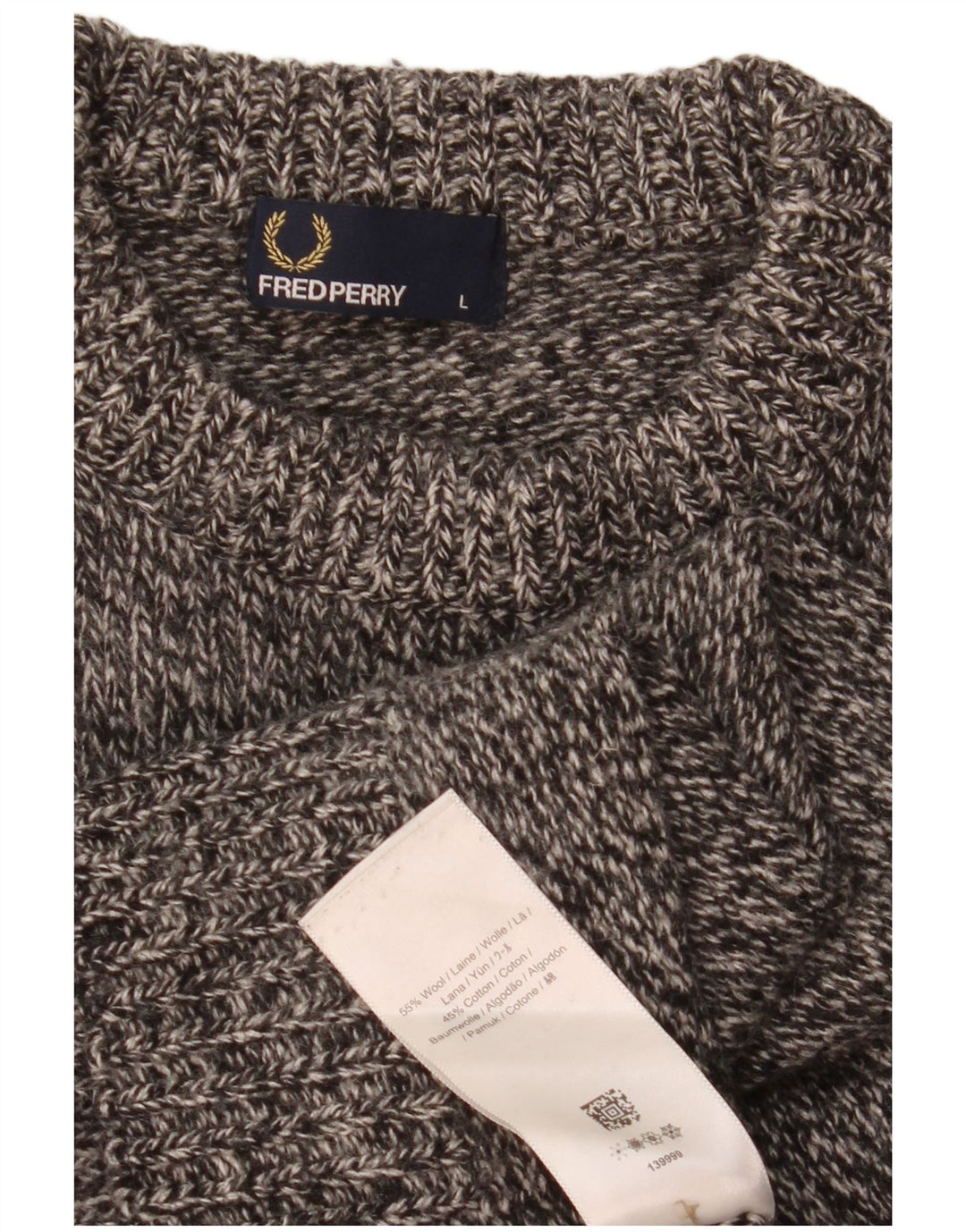 Fred Perry Ανδρικό πουλόβερ με λαιμόκοψη με μεγάλο γκρι μαλλί