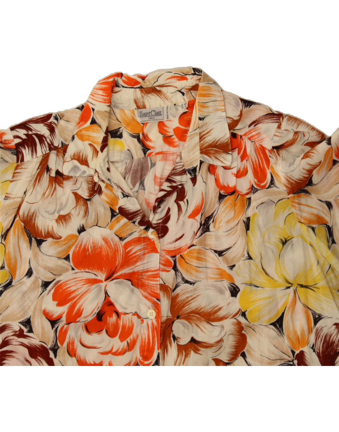 VINTAGE Womens Short Sleeve Shirt EU 42 Large Multicoloured Floral Vintage Vintage and Second-Hand Vintage from Messina Hembry 