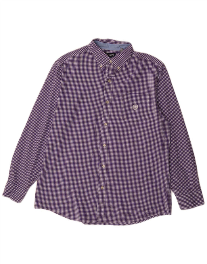 Chaps Ανδρικό πουκάμισο Easy Care Μεγάλο Μωβ βαμβακερό Gingham